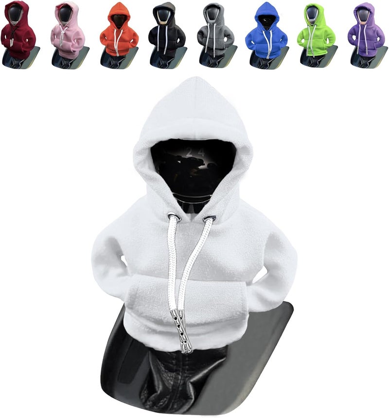 vvag Gear Shift Hoodie,Universal Shift Knob Hoodie, 4.7 Inch Car Shifter Stick Protector Decoration, Funny Hoodie Car Gear Shift Cover, Auto Interior Accessories Shifter Hoodie (White) - Image 1